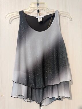 Sparkle Ombre Layered Sleeveless Tank Top - Black & Silver